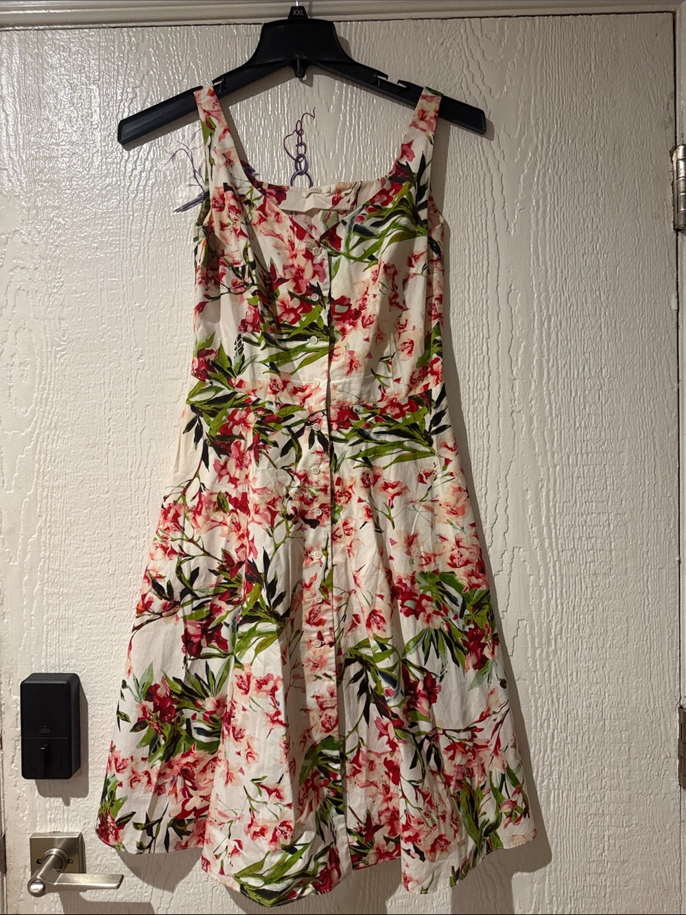 Sleeveless Floral Midi Dress in White, Pink & Green